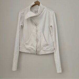 Frank & Eileen White Asymmetrical Zip Sweatshirt
